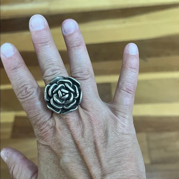 Vintage Sterling Silver 3D Rose Ring - Picture 1 of 7